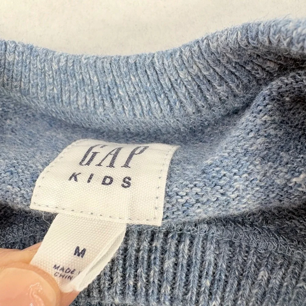 Gap Crewneck Sweater Boys 8 Medium Blue Heathered Knit Pullover‎ Preppy Church